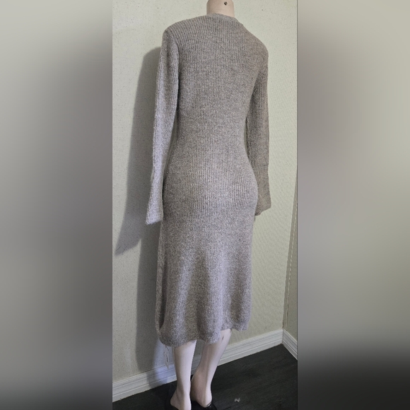 Commense Stacking V-Neck Split Breasted Sweater Dress - Picture 2 of 9